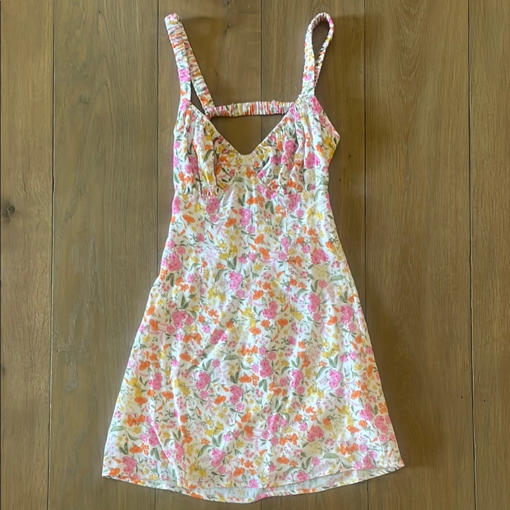 Floral Mini Dress - Pink and Orange